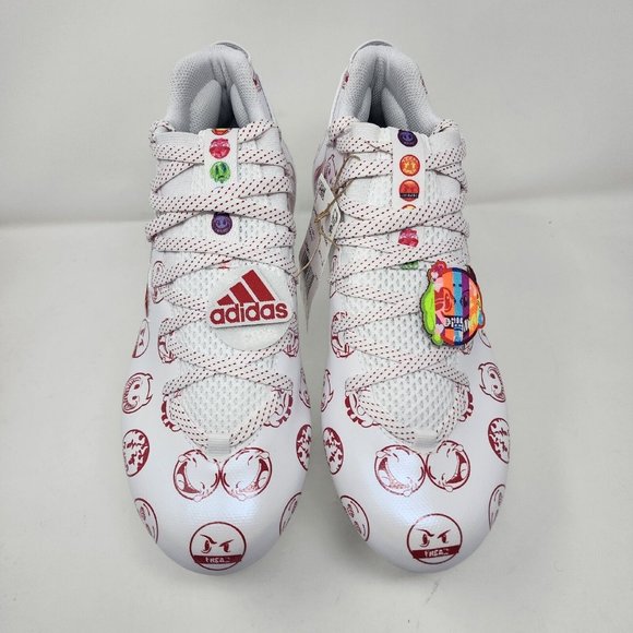 Adidas Freak 22 Mens 10 White Red Big Mood DSG SM Emojis Logo Spell Out - Picture 5 of 8
